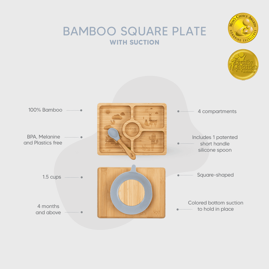   Bamboo plate - enfant - bébé - kids - toddlers - babies - Citron Canada